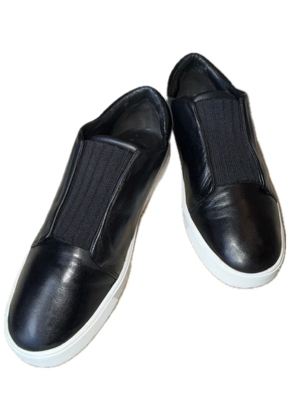 👟🏙️ VINCE Leather Slip-On Sneakers Minimal Luxe Black White Women’s US 7 / EU 37